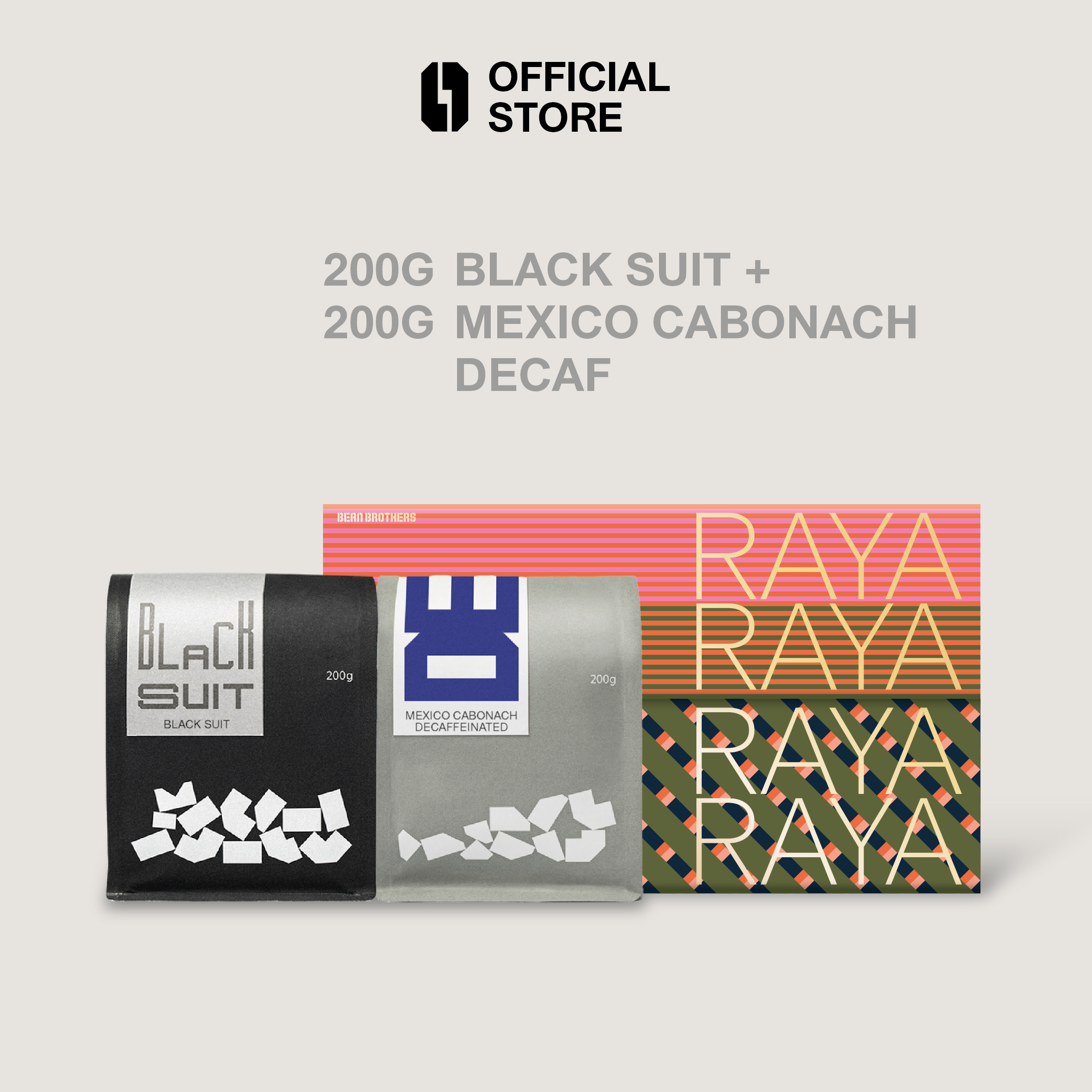 [Raya Duo Blend] Signature Black Suit plus Mexico Cabonach Decaf Coffee Bean Signature Blend (200g+200g)